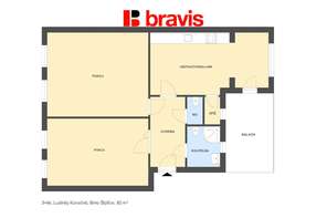 Pronájem prostorného bytu 3+kk, 80 m², ul. Ludmily Konečné, Brno - Štýřice, terasa do vnitrbloku