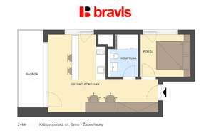 Pronájem 2+kk, Královopolská, Brno: All-in vybavení, lodžie, wifi, gym, garážové stání