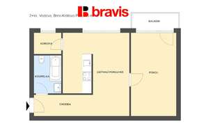 2+kk apartment for rent, Brno - Královo Pole, Vodova street, balcony, basement