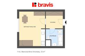 Podnájem zařízeného bytu 1+kk, Brno - Vinohrady, ul. Blatnická, po rekonstrukci, sklep
