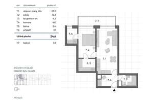Prodej bytu 2+kk 54,6 m² v novém projektu Zborovce, Blansko, sklep, balkon, možnost parkování.