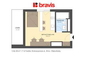 Pronájem 1+kk, Královopolská, Brno: Smart home, wifi, klima a fitness