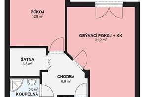 Pronájem nadstandardního bytu 2+kk, Brno – Královo Pole, Nové Semilasso – wellness a internet v ceně, balkon, klimatizace, garáž