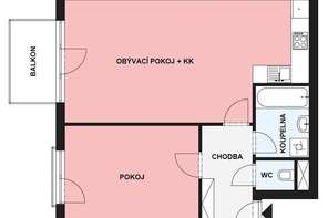 Pronájem bytu 2+kk, ul. Optátova, Brno - Jundrov, zeleň, balkón, garážové stání v ceně