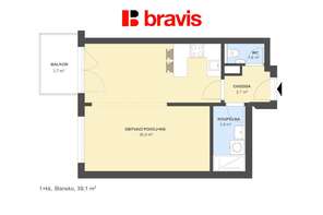 Sale flats 1+KT 34 m², Blansko