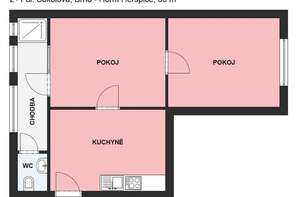 Pronájem částečně zrekonstruovaného bytu 2+1 na ulici Sokolova v Brně - Horních Heršpicích
