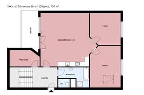 Pronájem novostavby bytu 4+kk, Brno - Zábrdovice, Šámalova ulice, částečně zařízený, klimatizovaný