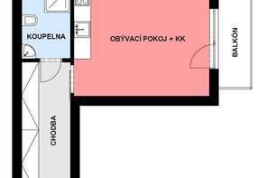 Pronájem slunného bytu 1+kk, Brno - Medlánky, ul. Hrázka, balkón, vyhledávaná lokalita