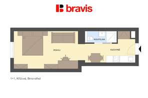 Pronájem bytu 1+1 30 m², Brno - Mendlovo náměstí, ulice Křížová