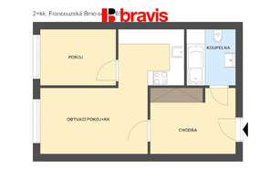 Pronájem bytu 2+kk, ul.  Francouzská, Brno - Zábrdovice, výtah, centrum města
