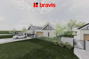 Prodej pozemku "B" o rozloze 1346 m², obec Drásov, okres Brno-venkov, projekt na výstavbu rodinného domu