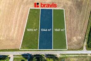 Prodej pozemku "B" o rozloze 1346 m², obec Drásov, okres Brno-venkov, projekt na výstavbu rodinného domu