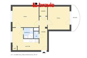 Pronájem bytu 2+1, Brno - Kohoutovice, ul. U Velké ceny, zrekonstruovaný, balkon, sklep