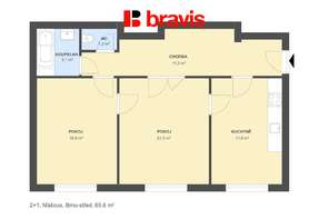 Prodej prostorného bytu 2+1 (65,6 m²) k rekonstrukci, ul. Mášova, Brno – Veveří