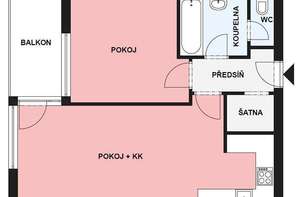 Pronájem bytu 2+kk, ul. Sochorova, Brno - Žabovřesky, novostavba, částečně zařízený, balkon 6m²