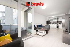Prodej moderního bytu 2+kk, ul. Poříčí, Brno - Pisárky, rezidence Riverside, sklep, balkon, parkovací stání