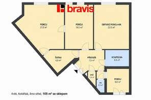 Prodej elegantního bytu 4+kk 105 m², Brno - Veveří, sklep