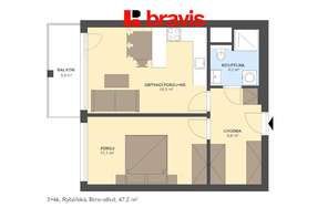 Rent flats 2+KT 47 m², Brno - Staré Brno