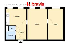Pronájem bytu 2+1 59 m², ul. Zahradnická - Staré Brno, po kompletní rekonstrukci, sklep