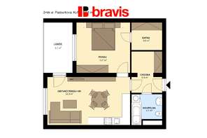 Pronájem bytu 2+kk, Kuřim u Brna, balkon, šatna, sklep, parkování, novostavba