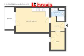 Pronájem bytu 2+kk, Brno - centrum, ulice Tř. KPT Jaroše, terasa, garážové stání