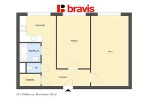 Pronájem bytu 2+1, ul. Helfertova, Brno - Černá Pole, dvůr, sklep, 59 m²