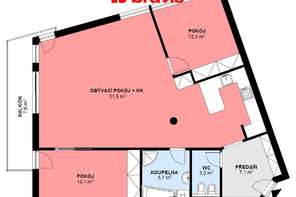 Pronájem luxusního bytu 3+kk, Brno - střed, ulice Kopečná, rezidence Anenské terasy, zařízený, terasa s krásným výhledem, internet v ceně, možnost parkování