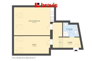 Apartment for rent 2+kk, Brno - center, Koliště street, attic apartment, air conditioning, underfloor heating