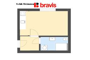 Pronájem nového bytu 1+kk, ul. Vránova, Brno - Řečkovice, zahrada, parkování