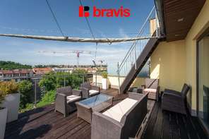 Rent of a luxury duplex apartment 3+kk, Veveří street, Brno - city, parking space, terrace
