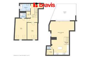 Rent of a luxury duplex apartment 3+kk, Veveří street, Brno - city, parking space, terrace