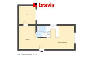 Prodej prostorného bytu 2+kk, ul. Čápkova, Brno - Veveří, společná zahrada, 52 m²