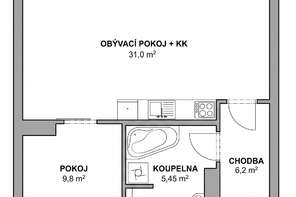 Pronájem moderního bytu 2+kk, ul. Dvorského, Brno - Štýřice, sklep, klimatizace, výborná dostupnost v blízkosti Spielberk office