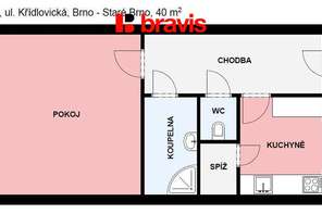 Pronájem bytu 1+1 38 m², ul. Křídlovická - Staré Brno sklep, pračka, centrum města