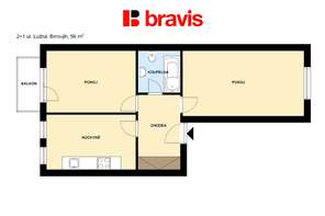 Pronájem bytu 2+1, ulice Lužná, Brno - Komárov, balkon, společná zahrada
