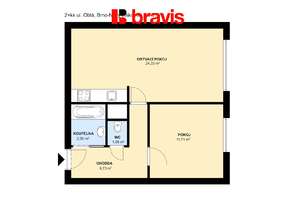 Pronájem bytu 2+kk, Brno - Nový Lískovec, ul. Oblá, sklep, společná lodžie
