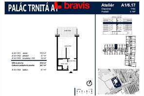 Pronájem zařízeného bytu 1+kk, Palác Trnitá, balkon, sklep, garážové stání