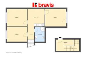 Pronájem prostorného bytu 3+1 v rodinném domě, ul. Vyšehradská, Brno - Brněnské Ivanovice, 81 m²