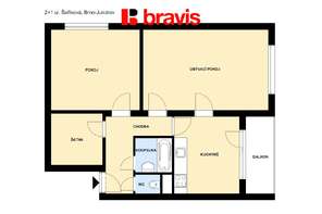 Pronájem slunného bytu 2+1, Brno - Jundrov, ul. Šeříkova, balkon, šatna, sklep, parkování