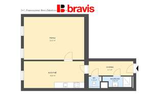 Pronájem bytu 2+kk, Brno - Zábrdovice, ul. Francouzská, výtah, centrum města