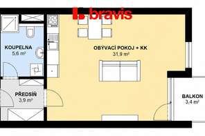Pronájem bytu 1+kk, Brno - Královo Pole, ul. Klatovská, Rezidence Erasmus, balkon, nezařízený