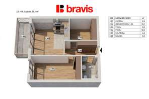 Prodej prostorné moderní novostavby bytu 2,5+kk, 56 m2, Lipůvka u Brna, balkon, parkovací stání a sklep v ceně
