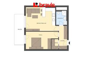 Pronájem bytu 2+kk, Brno - střed, ul. Nové sady, novostavba, první nájemník, balkon, garážové stání