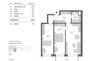 Prodej bytu 3+kk 77,5 m² v novém projektu Zborovce, Blansko, sklep, balkon, možnost parkování.