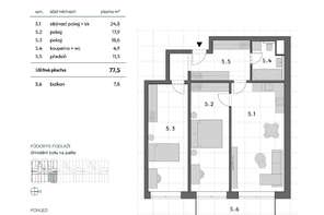 Prodej bytu 3+kk 77,5 m² v novém projektu Zborovce, Blansko, sklep, balkon, možnost parkování.