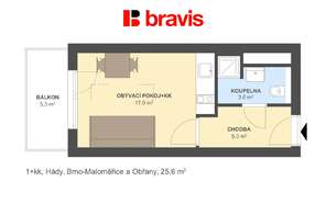 Prodej moderního bytu 1+kk s balkonem v nové rezidenční čtvrti – Brno Hády
