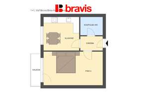 Rent apartment 1+1, Brno - Kohoutovice, Voříškva street, balcony