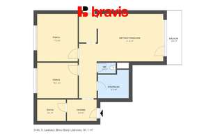Pronájem bytu 3+kk, Brno - Starý Lískovec, ulice U Leskavy, šatna, částečně zařízený, balkon