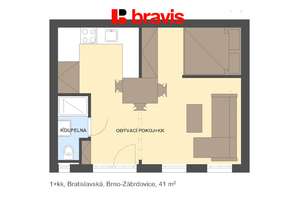 Apartment for rent 1+kk with sleeping alcove, Brno - Zábrdovice, Bratislavská street, partially furnished, close to the center