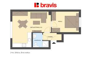 Rent flats 2+KT 48 m², Brno - Líšeň
